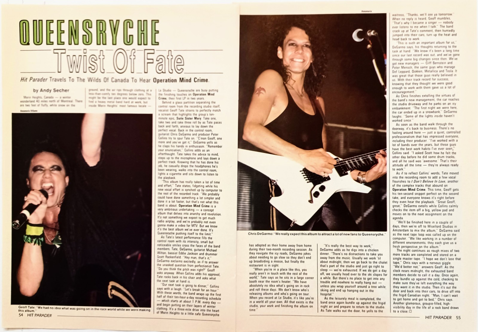 QUEENSRYCHE GEOFF TATE INTERVIEW-ORIG 1988 2PG MAGAZINE ARTICLE PINUP CLIPPING