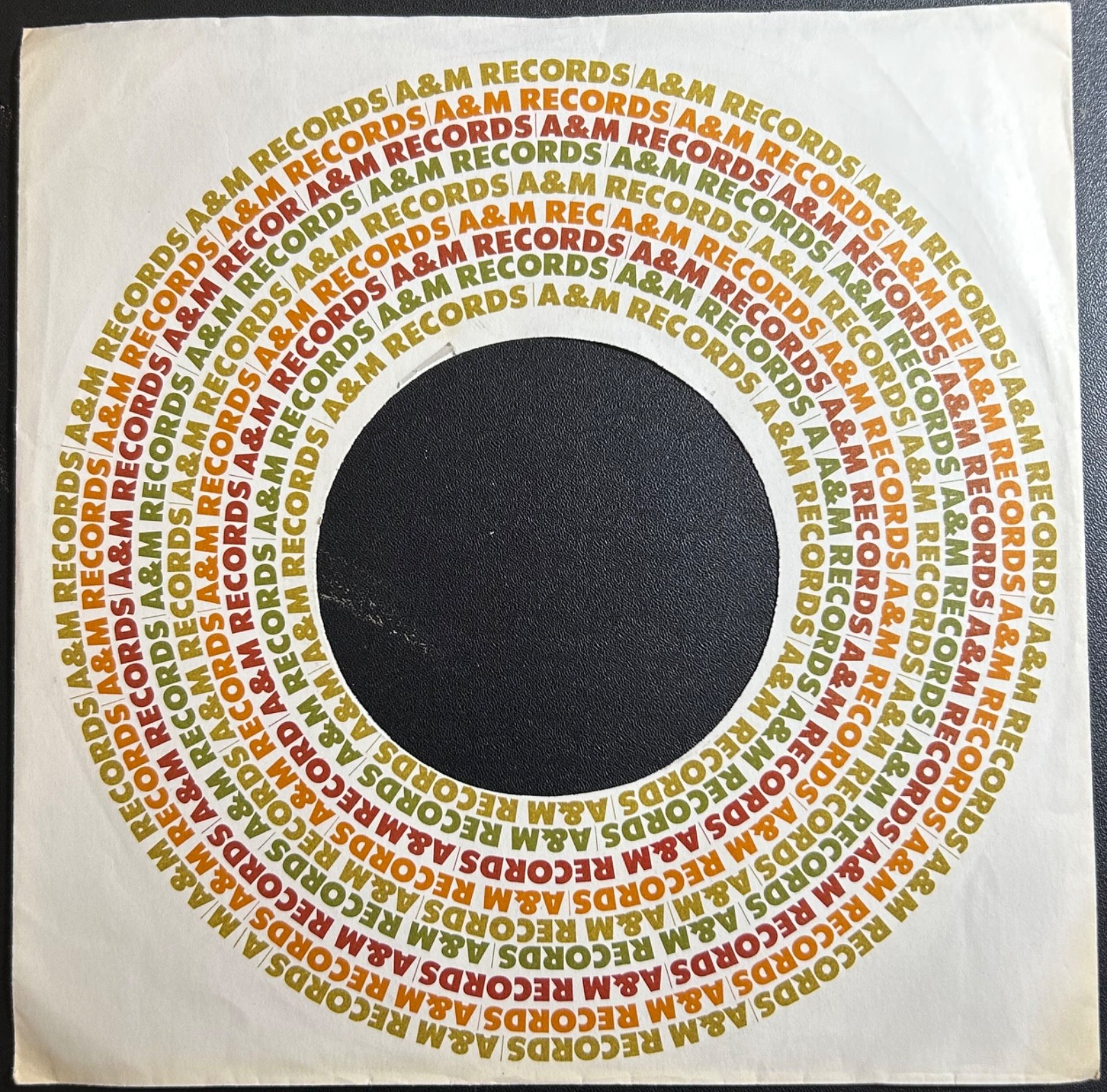 A&M Records white circle design 45rpm commercial/company sleeves: Lot of 4