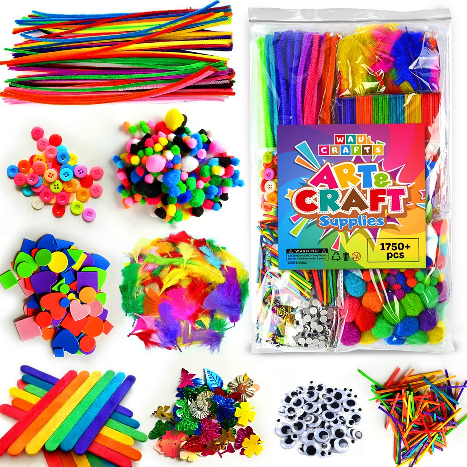 Arts and Crafts Supplies for Kids 1750-Pc Craft Kit for School Homeschool Tod...