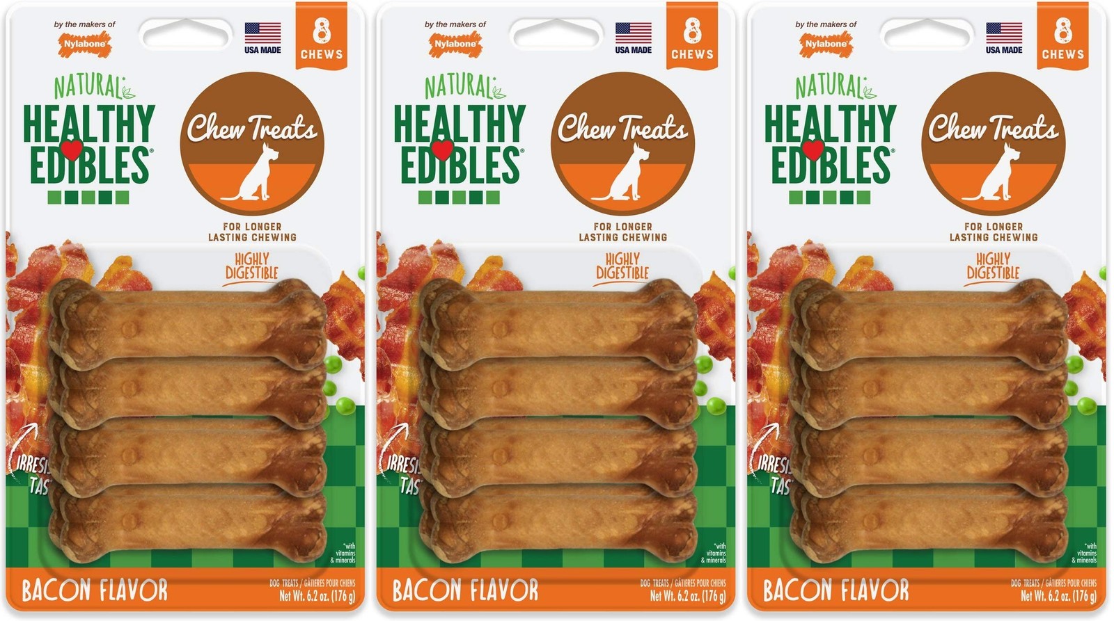 Nylabone Healthy Edibles X-Small Bacon 24-ct Long Lasting Dog Chews