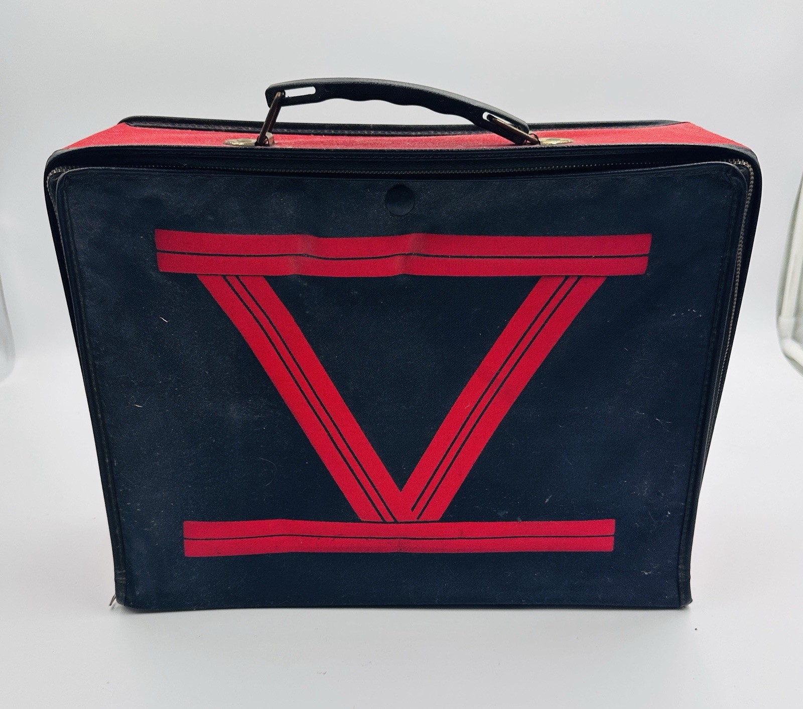 Vintage Magician Prop Case w/ Bold Roman V Mid-Century Illusionist Travel Case