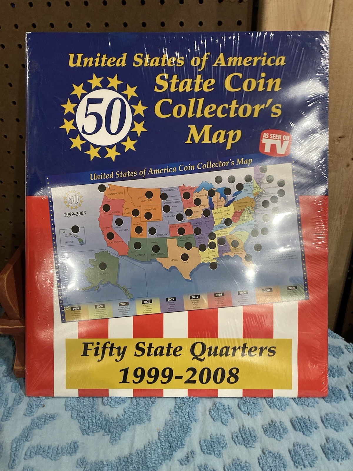 NEW 1999 - 2008 USA 50 State Quarters Coin Collectors Map  (no coins) Sealed