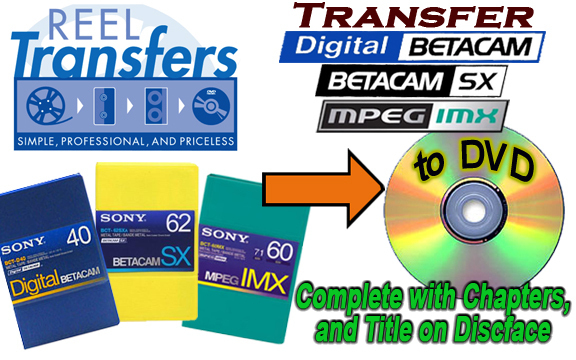 Convert  BetacamSX/Digi-Beta/MPEG IMX tape transfer to DVD