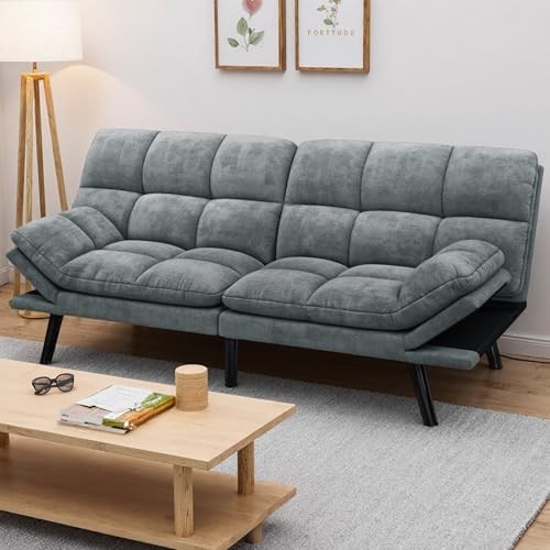  Convertible Futon Sofa Bed Folding Futon Set for Living Room 70" Dark Gray