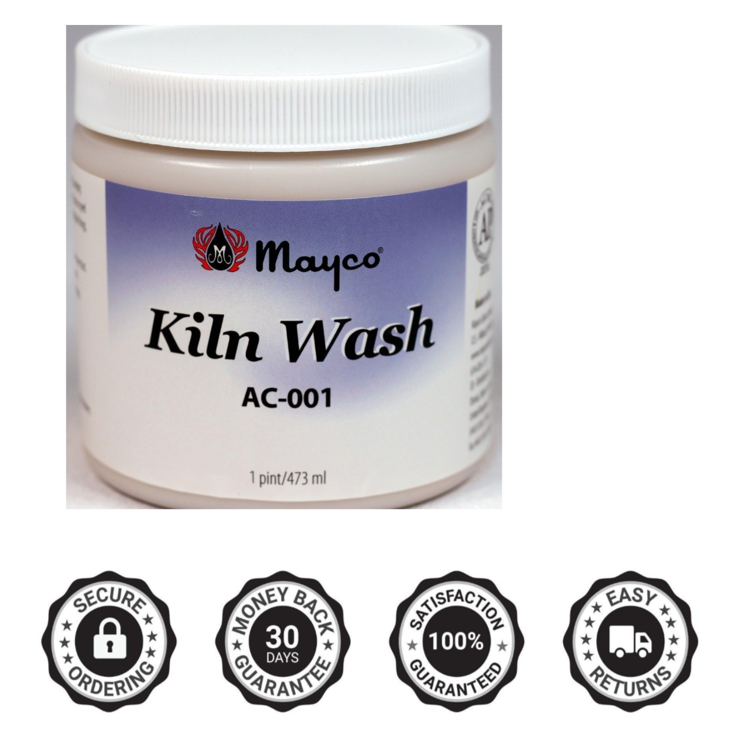 Kiln Wash AC-001, Ready to Use Liquid, Pint Jar,