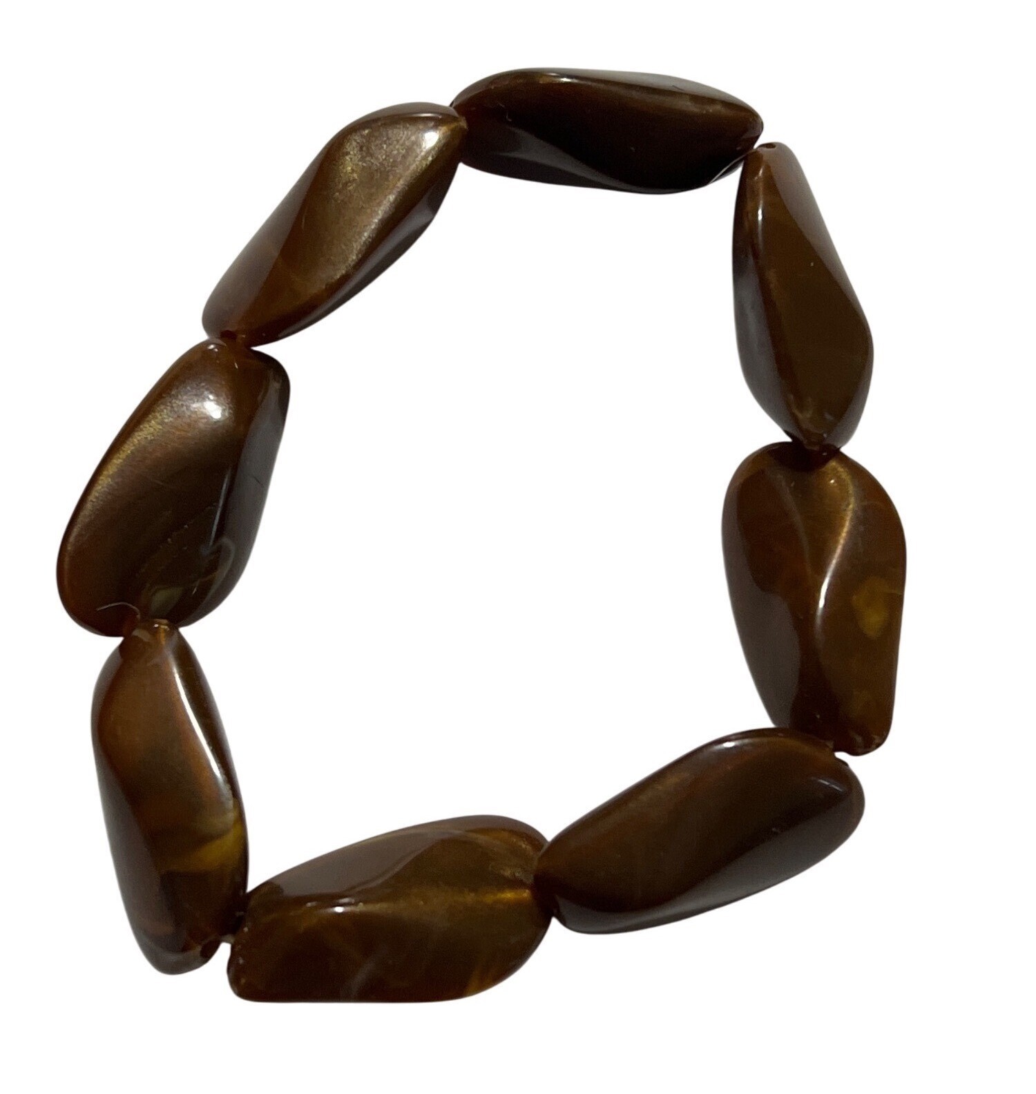 Brown Polished Stone Stretch Bracelet Earthy Boho Granola Boho  Nature