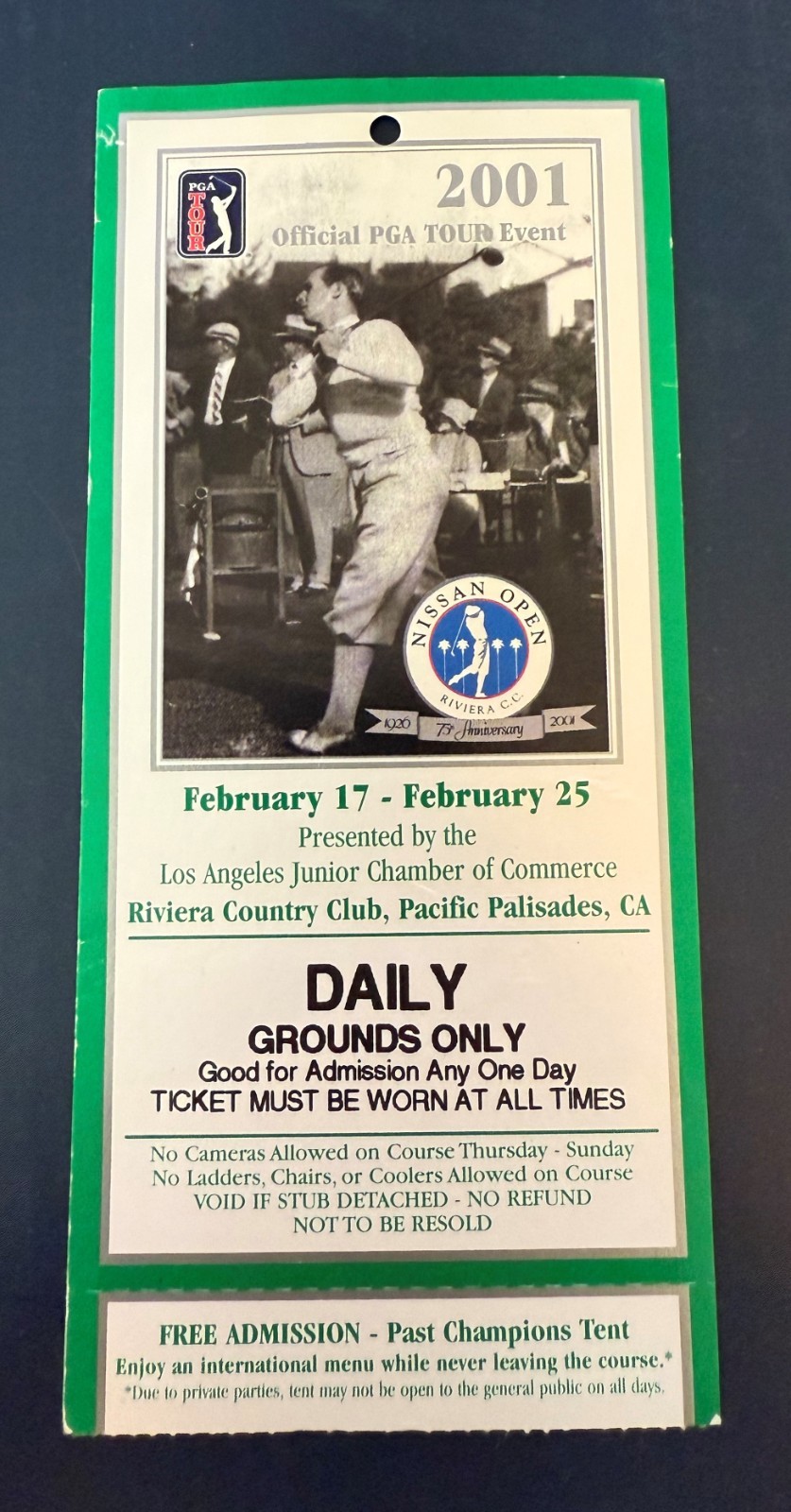 2001 PGA Nissan Open Los Angeles Ticket