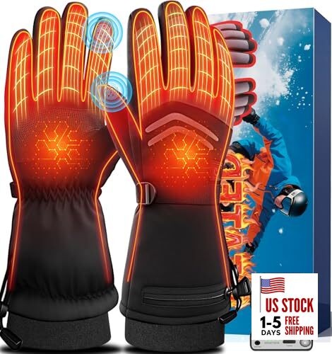 Heated Gloves for Men Women,7.4V 8000mAh Rechargeable Heated Black