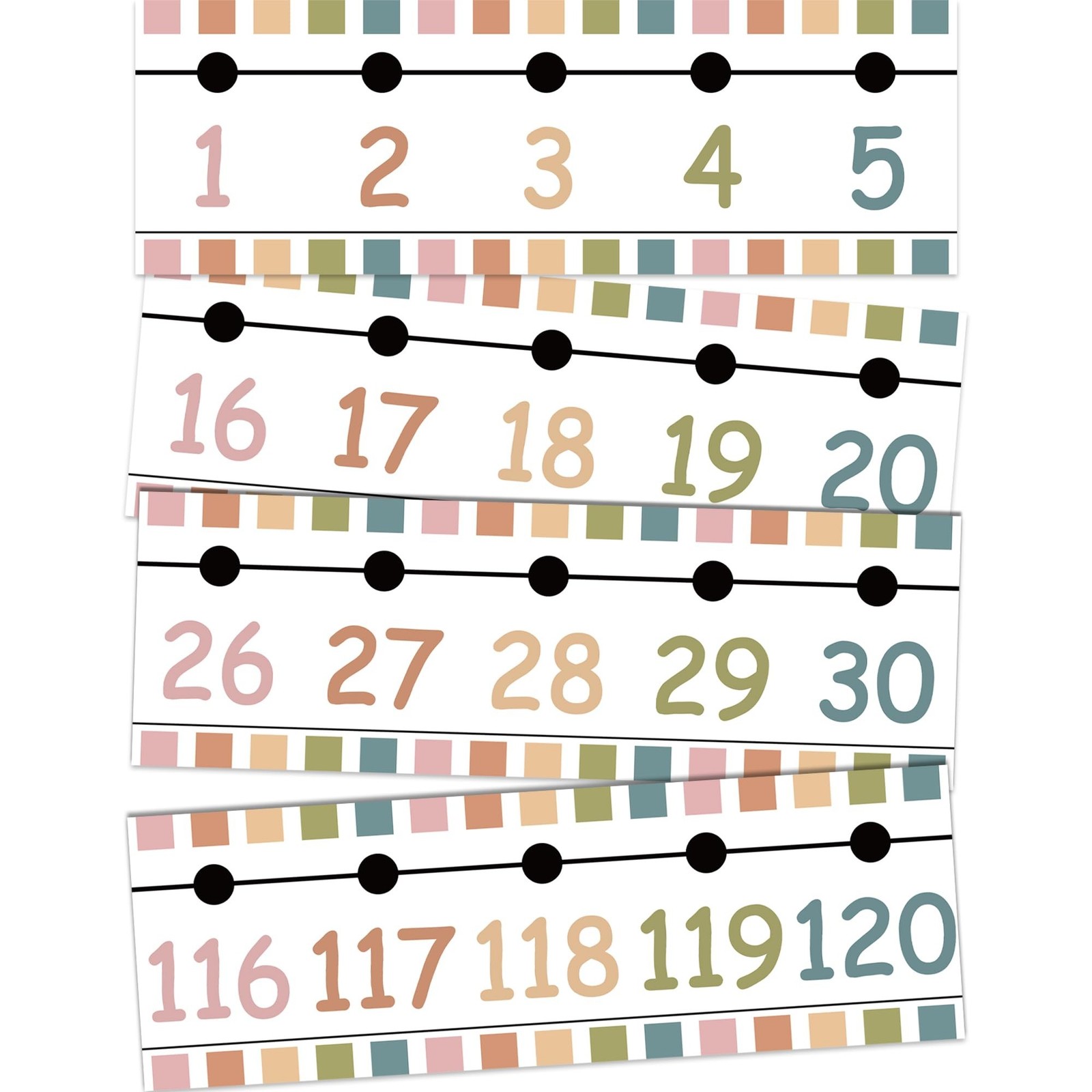 29PCS Number Line for Classroom Wall Boho Number Line Bulletin Board Border -...