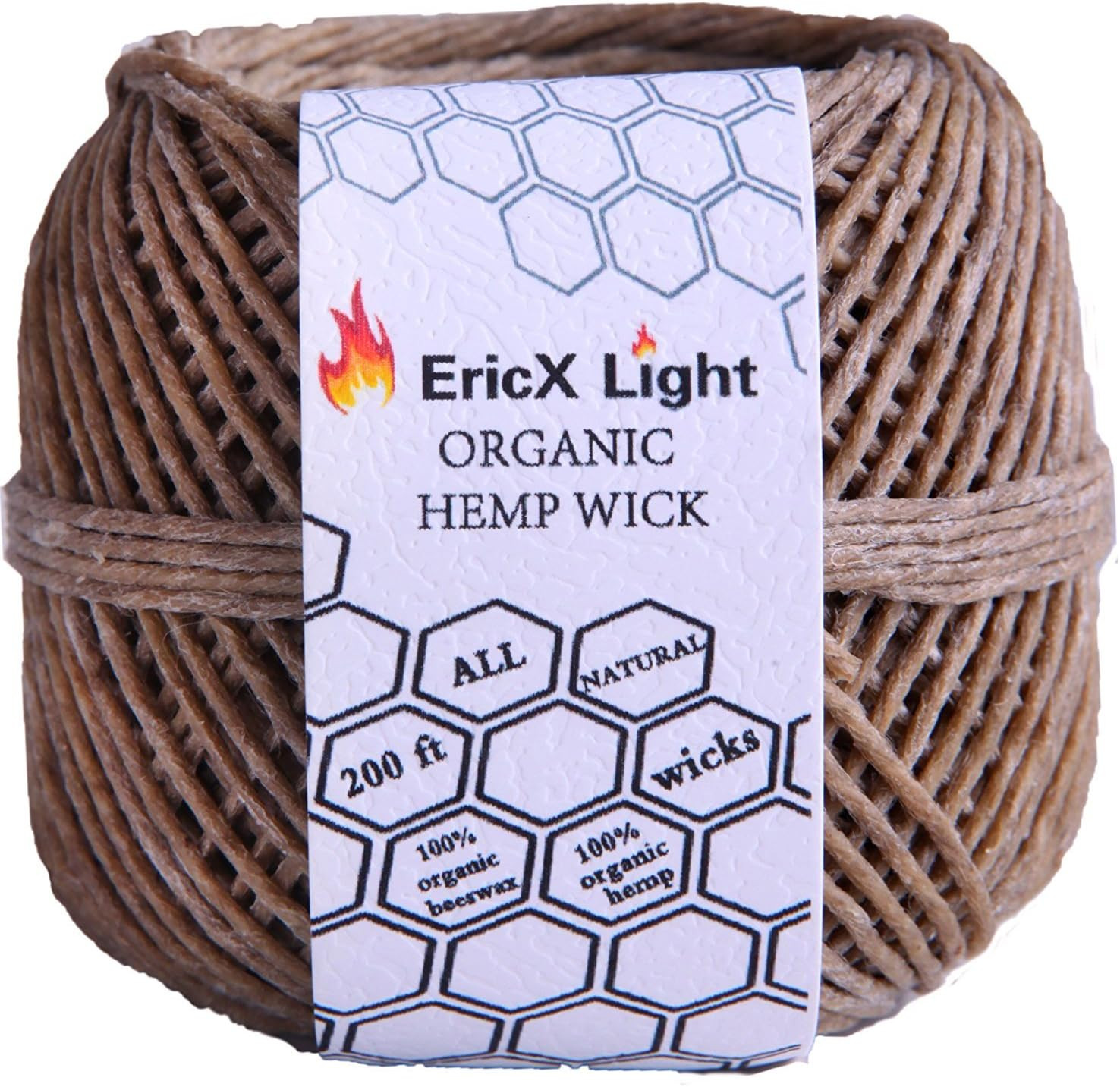 Organic Hemp Wick,200 FT Spool,Well Coated with Beeswax,Standard Size(1.0Mm)