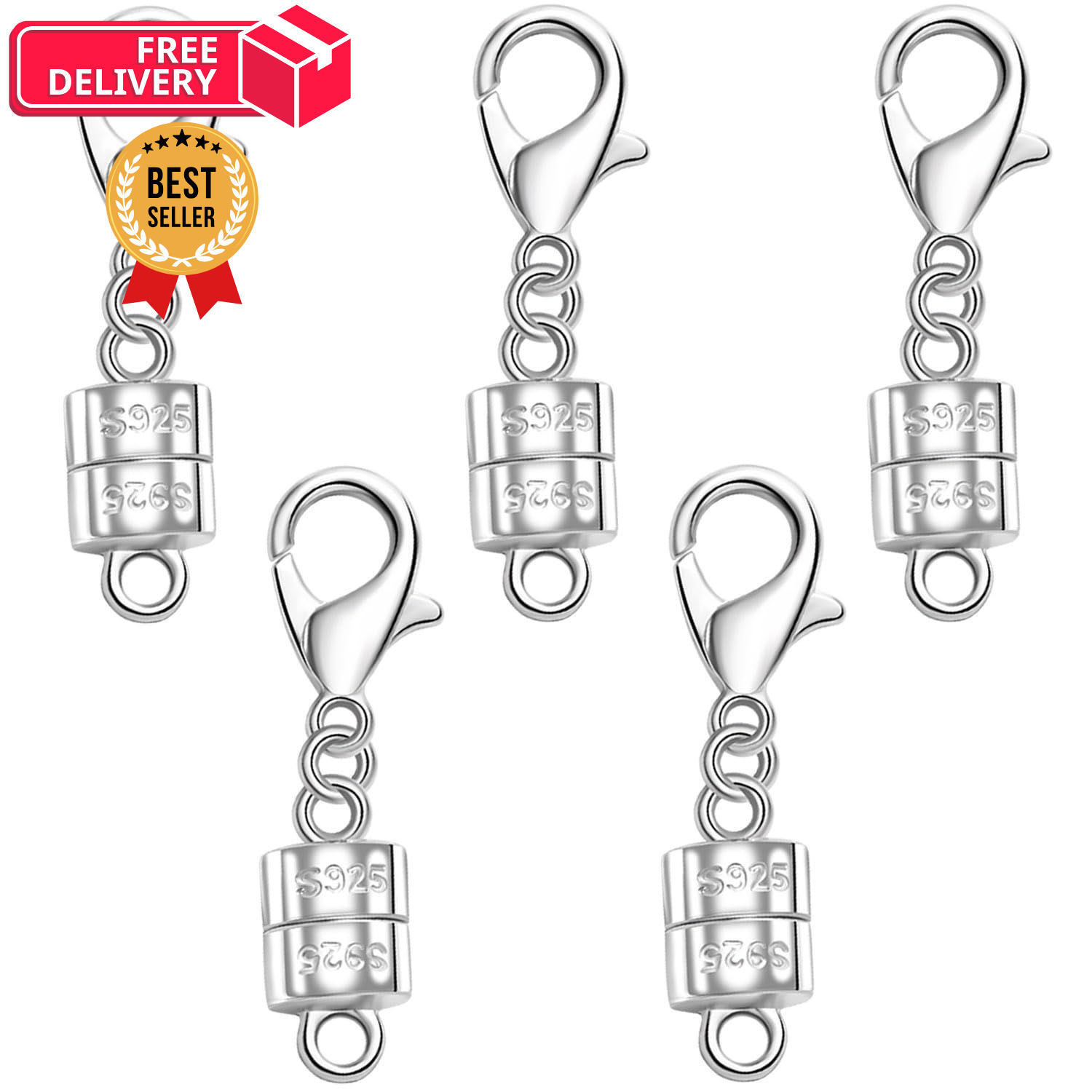 925 Silver Magnetic Necklace Clasp with Lobster Clasp,Magnetic 5silvery 