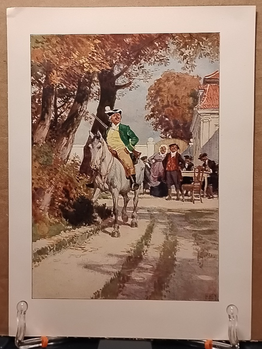 1911 - THE HUNTER SETS OUT FOR ADVENTURE - Antique German Book Print Lithograph