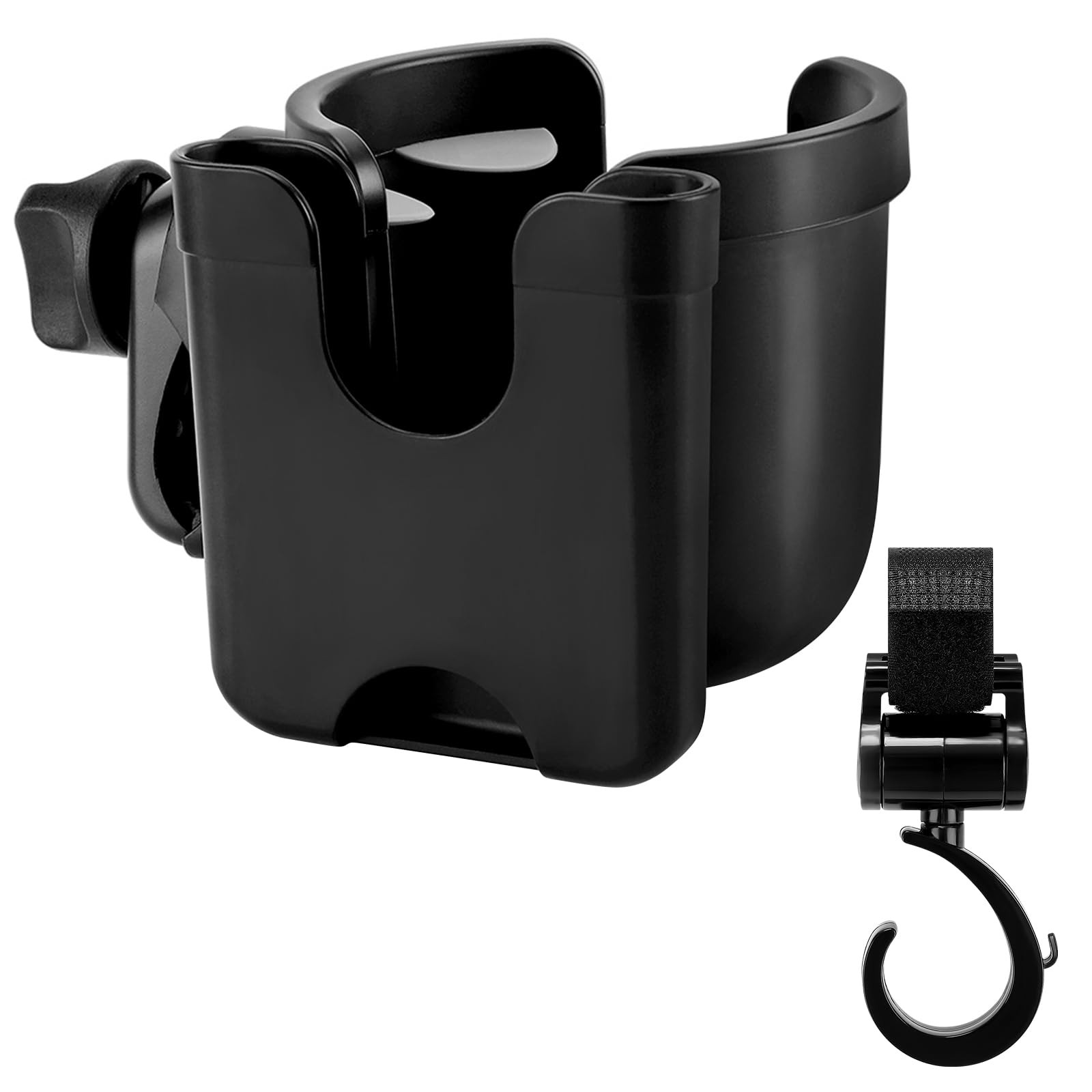 Accmor Stroller Cup 1 * Holder, 1 * Hook, Holder & All Black 