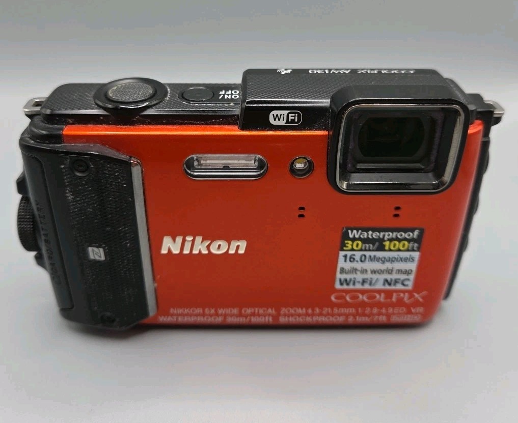 Nikon Coolpix AW130 Digital Camera, Orange,Please Read Description. SPARES.