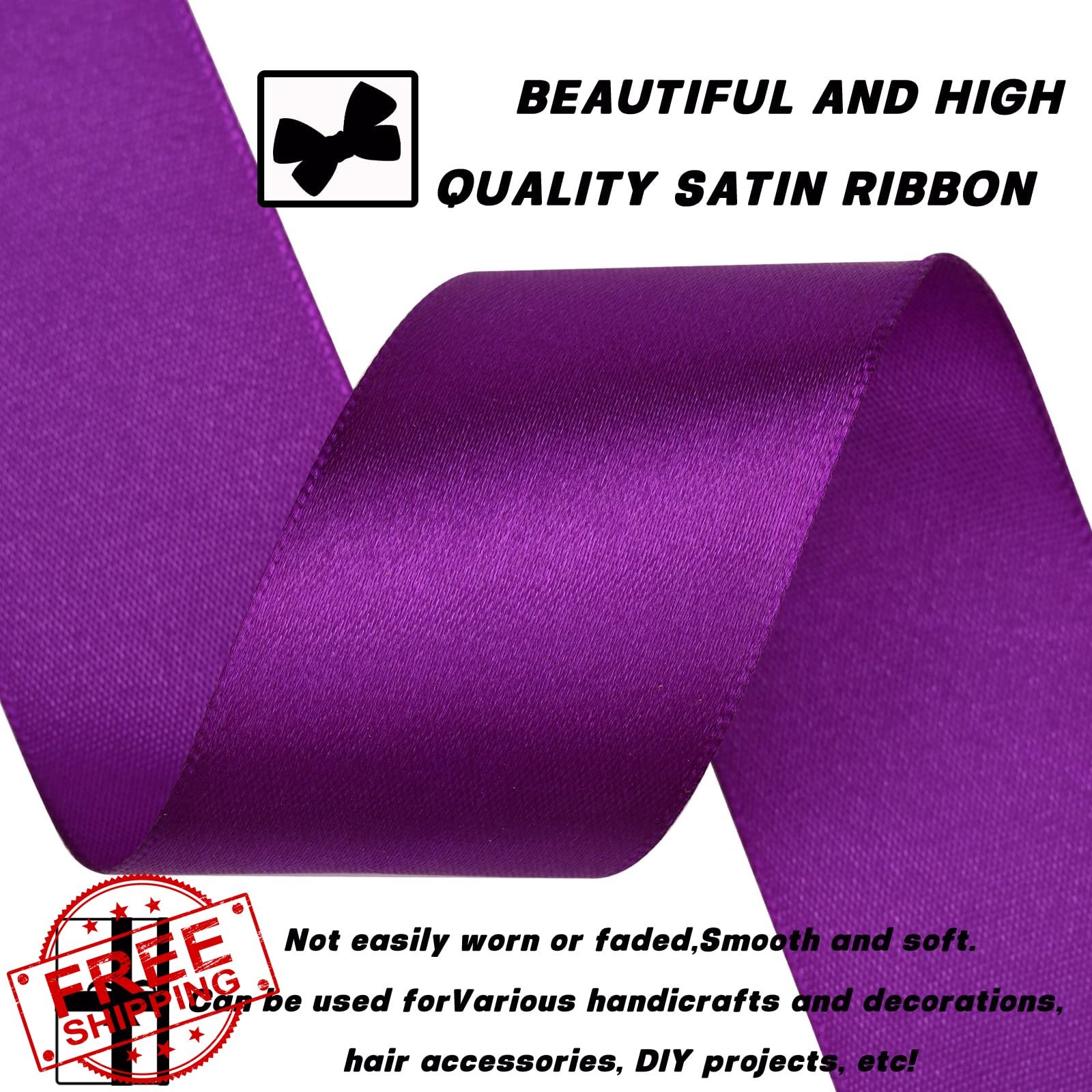 NISDOCF Purple Satin Ribbon 1.5in, 30 Yards Gift Wrap Craft Wedding