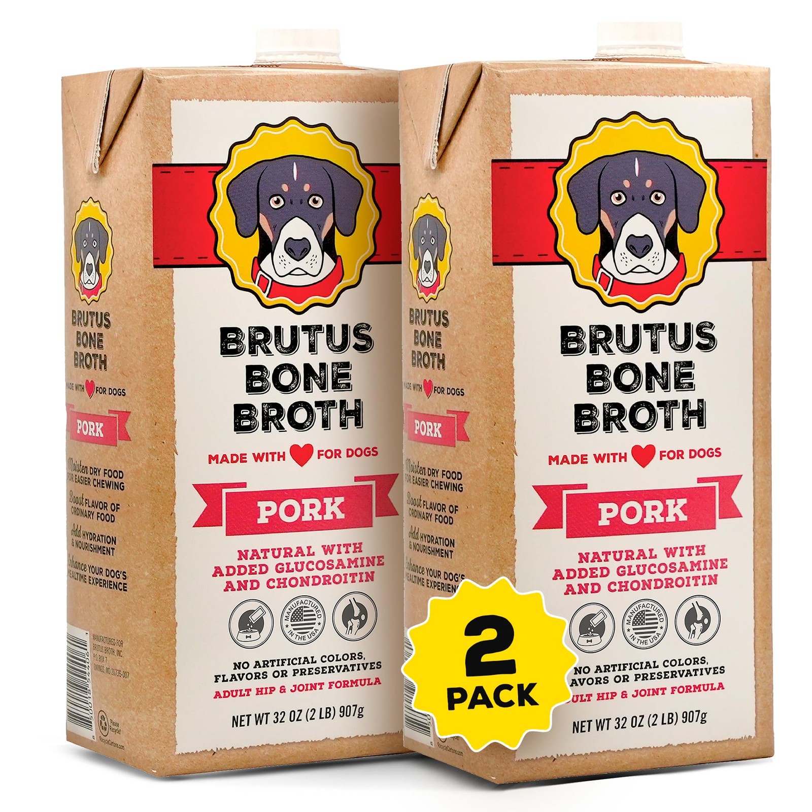 Bone Broth for Dogs Liquid Glucosamine Chondroitin 32 Fl Oz Pack Brutus Natural