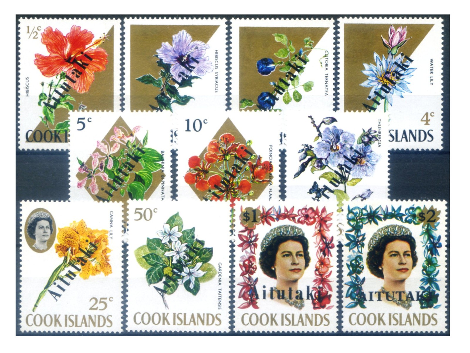 Aitutaki. Definitive. Overprinted 1972.