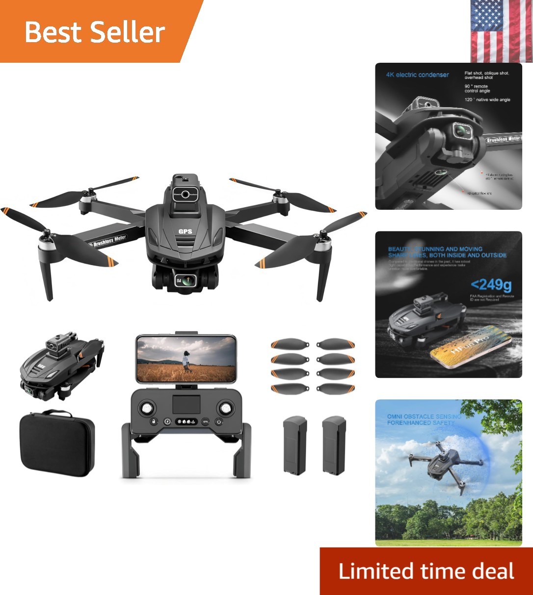 V168 4K UHD Drone with GPS Return, 90° Adjustable Camera, 5G HD Transmission,...