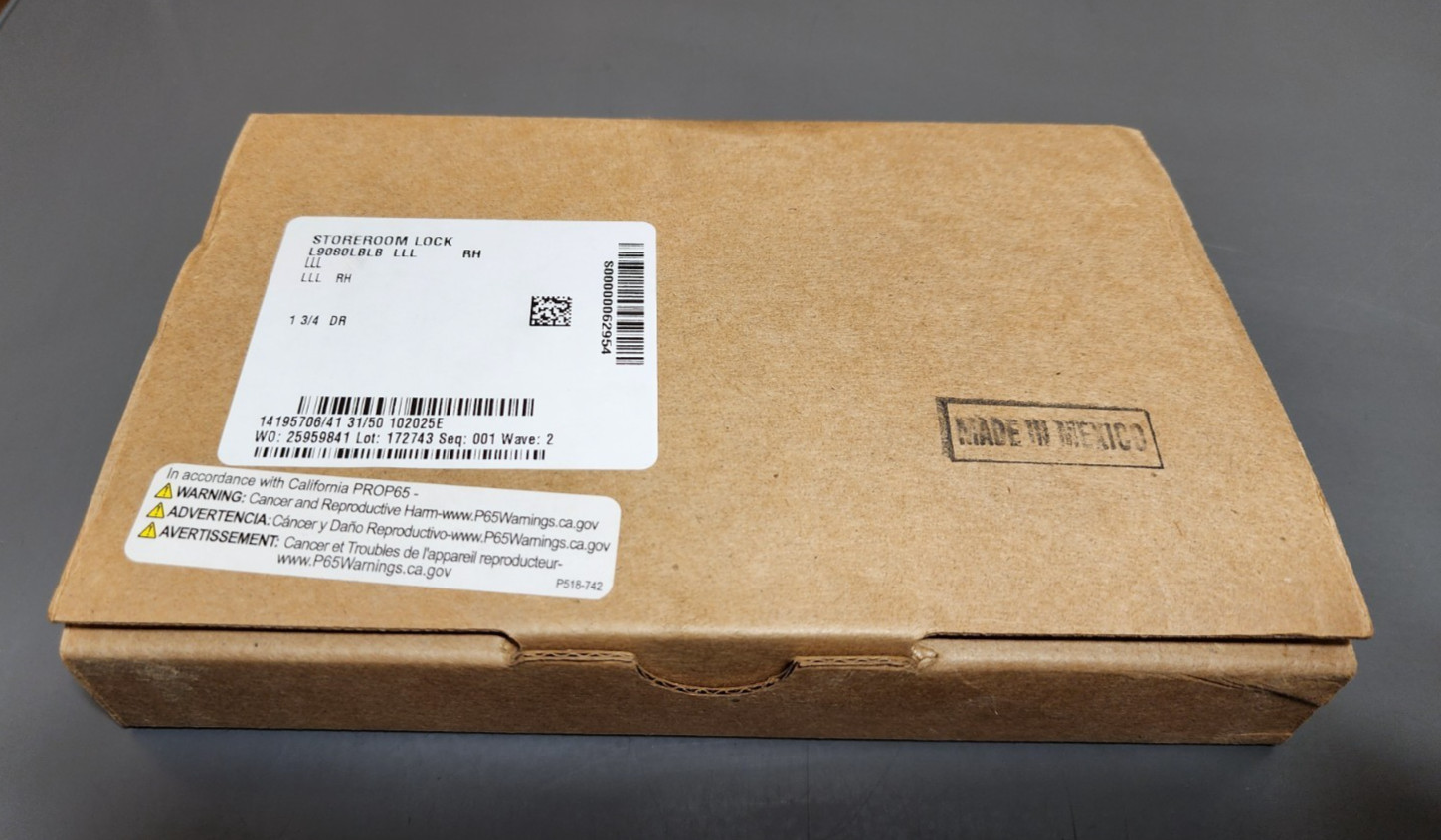 Schlage L9080LBLB LLL RH Store Room Mortise Lockset Lock Body 1 3/4 DR NEW