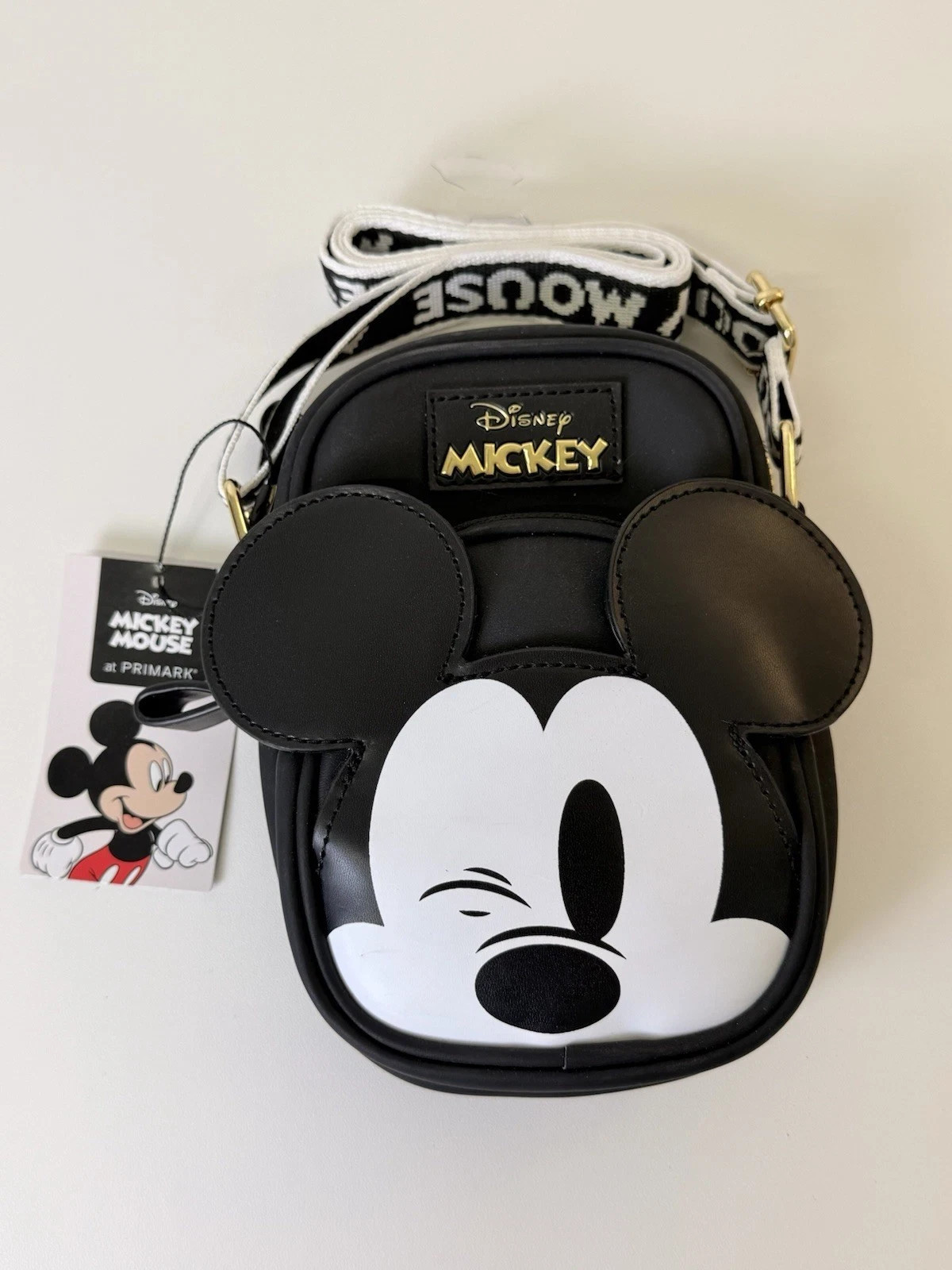 New with Tag Primark Mickey Wink Crossbody Bag Black White Disney Small