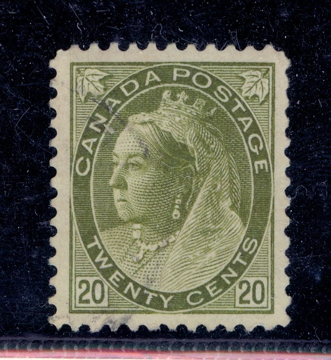 CANADA 20c QV NUMERAL CENTERED LIGHT CDS USED NICE COPY!