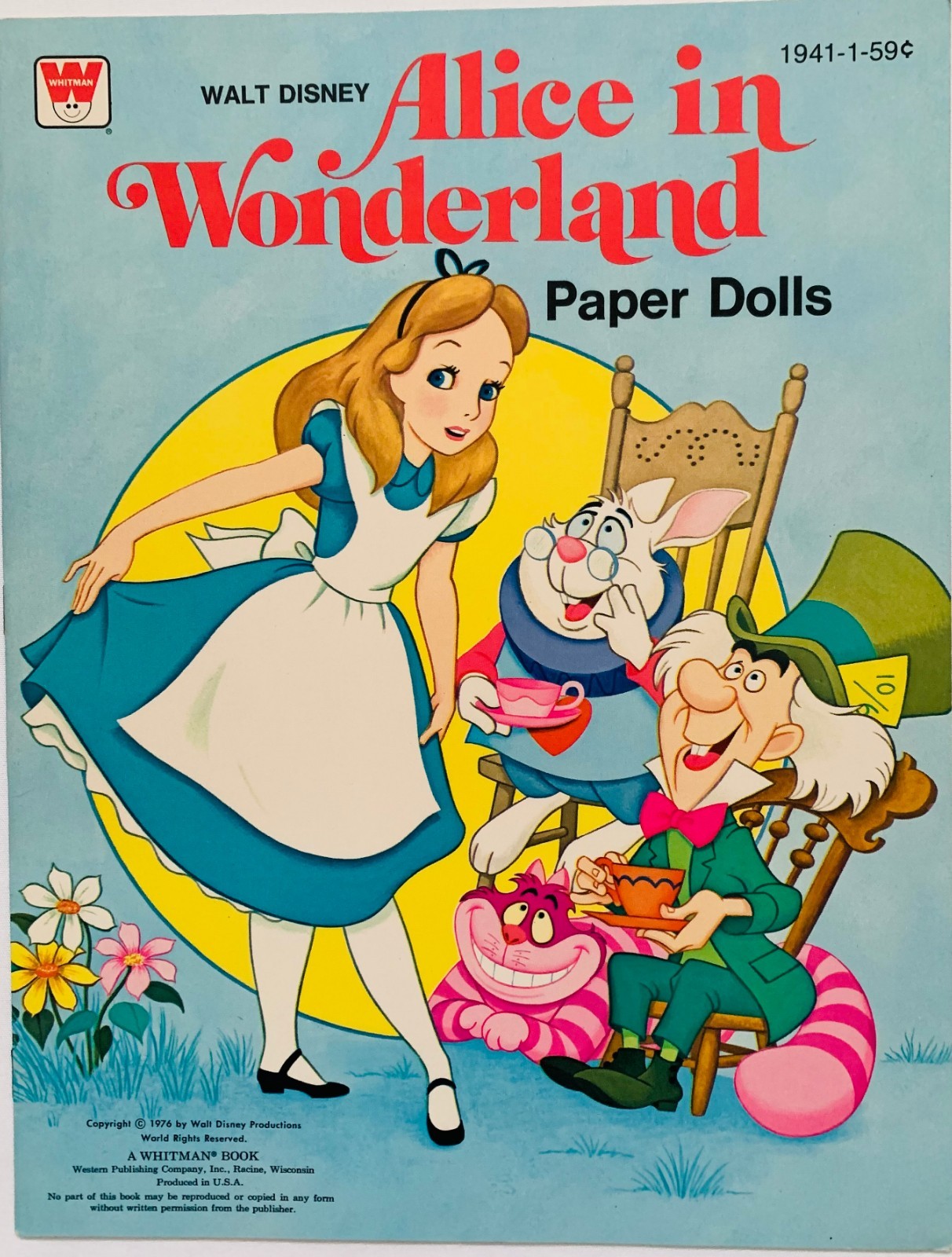 Whitman Disney Alice In Wonderland 1976 Original Vintage Paper Doll Book  UNCUT