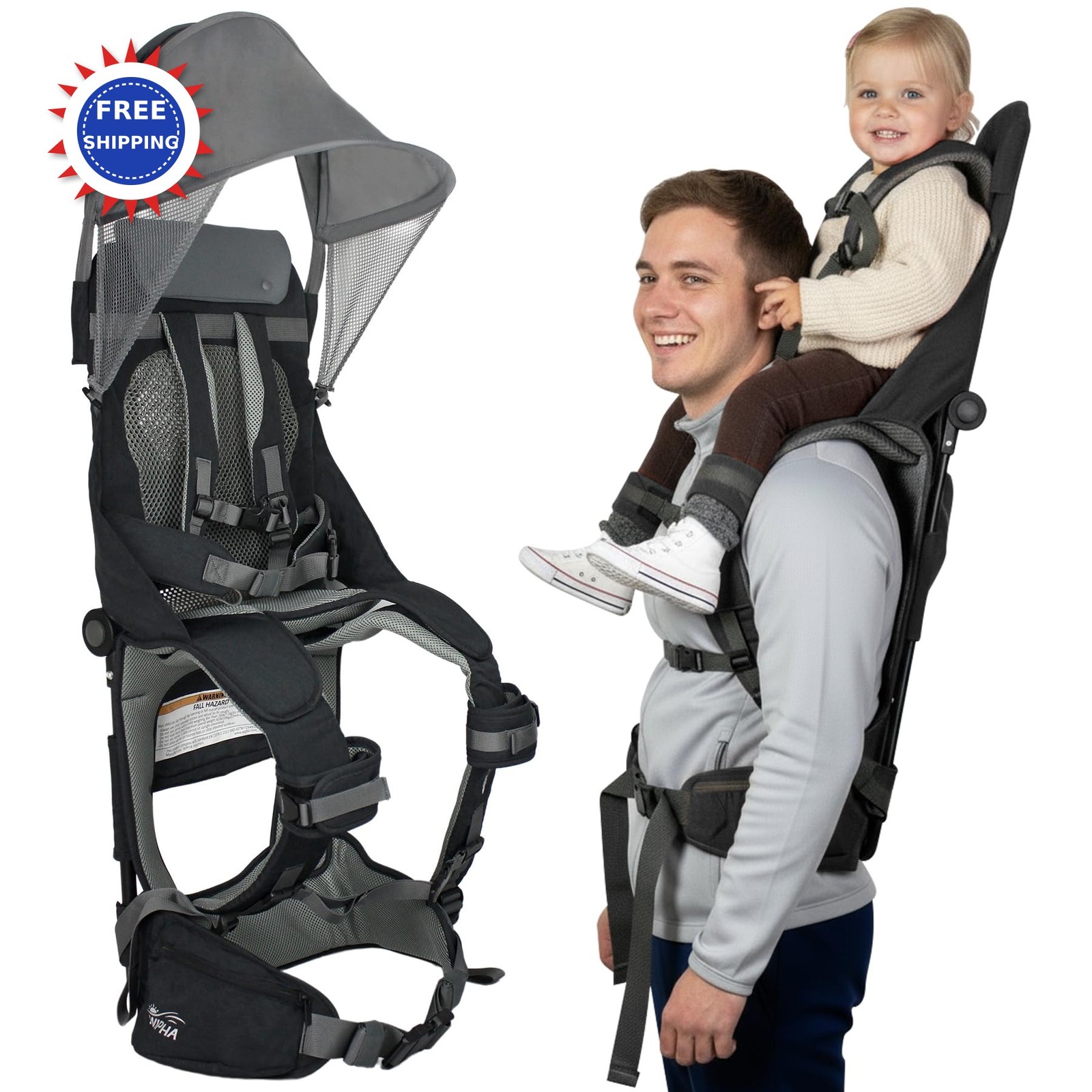 Hiking Backpack Carrier Lightweight Toddler Shoulder with Sun Shade WIPHA Saddle