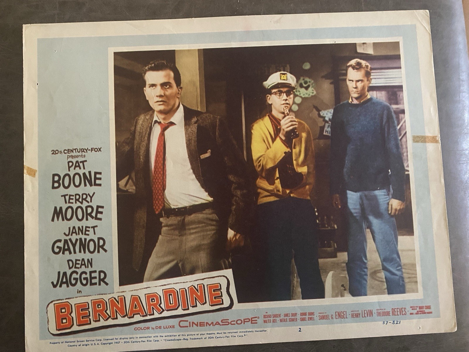 BERNARDINE 1957 Original Vintage Lobby Card with Pat Boone & Janet Gaynor