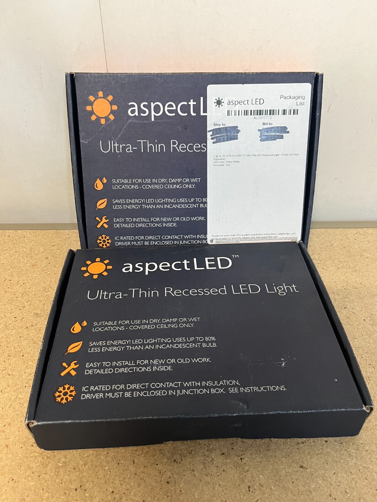 AspectLED 6" Ultra-Thin Recessed LED Light - 6" Round Warm White Set Of 2 C50