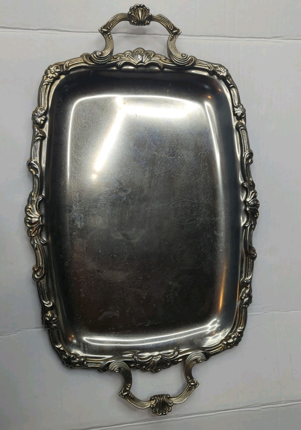 Ornate Silver Serving Tray  19"