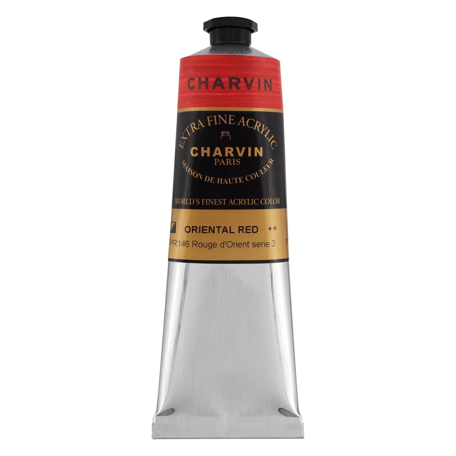 Charvin Extra Fine Acrylic Paint - Oriental Red, 150ml Tube, Triple Milled