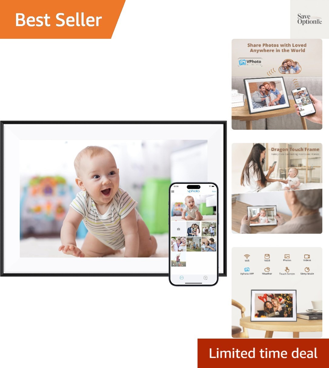 10.1'' WIFI Digital Picture Frame - 1280*800 HD IPS Touch Screen Digital Phot...