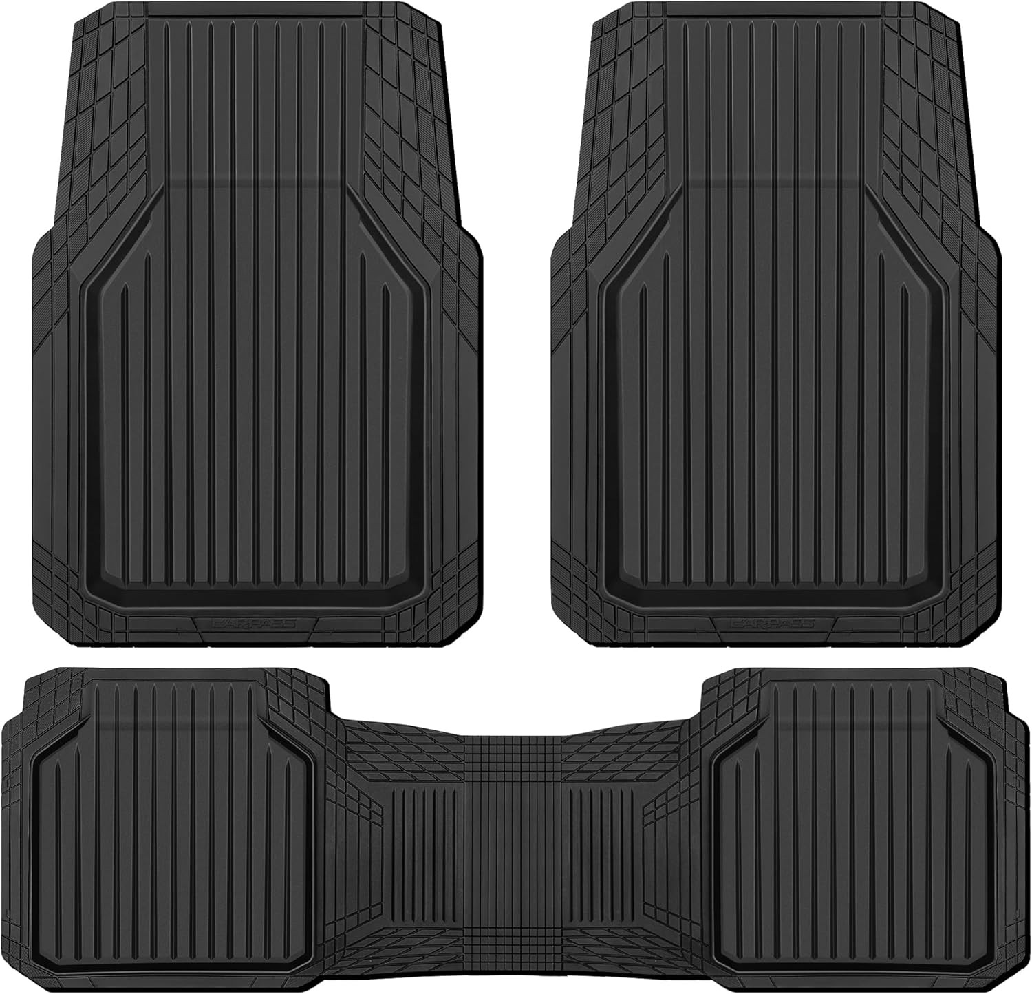 CAR PASS Heavy Duty Rubber Floor Mats for Car, Waterproof Liner Deep Dish Car Ma