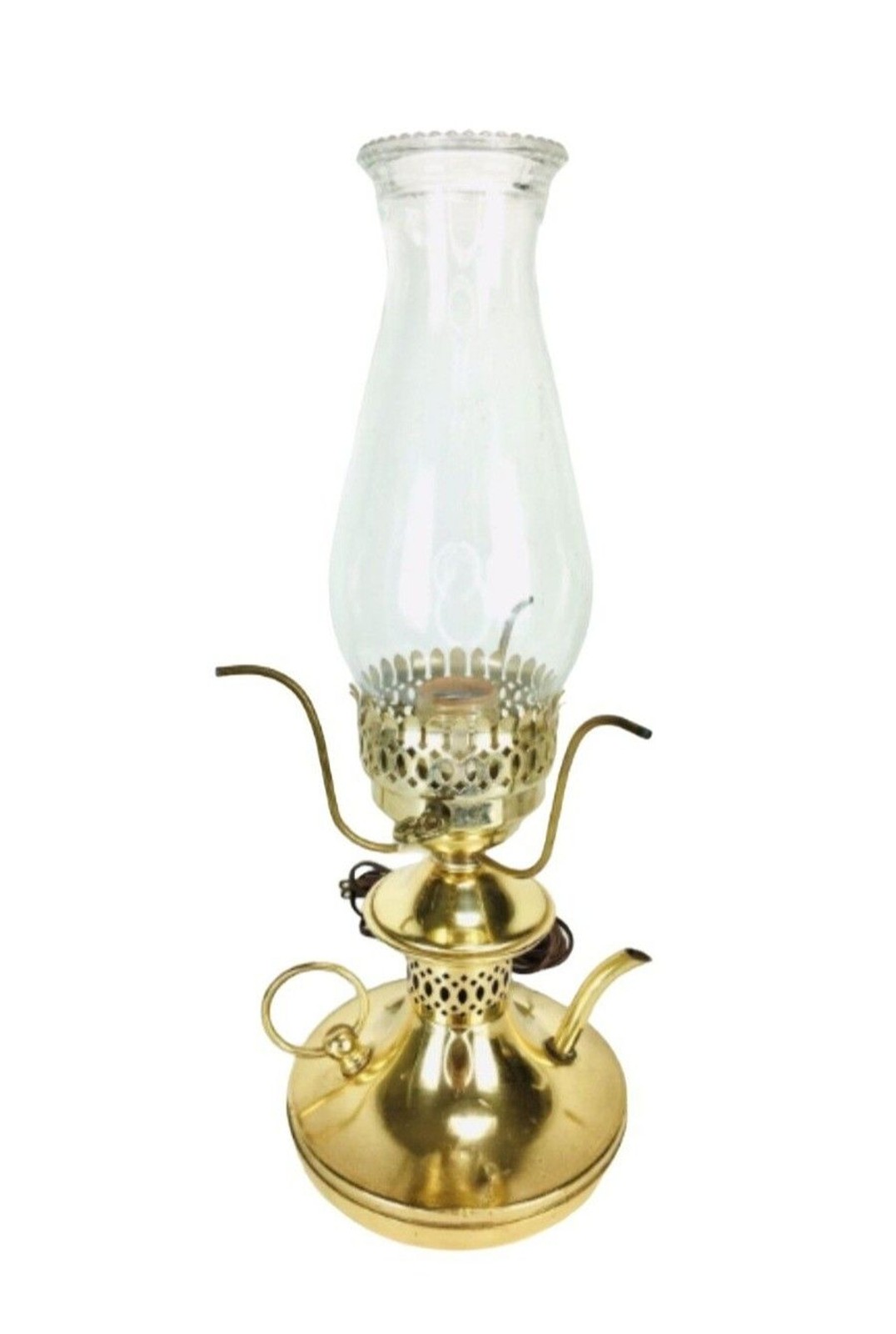 Vintage MCM Gold Brass Oil Converted To Electric Genie Table Lamp