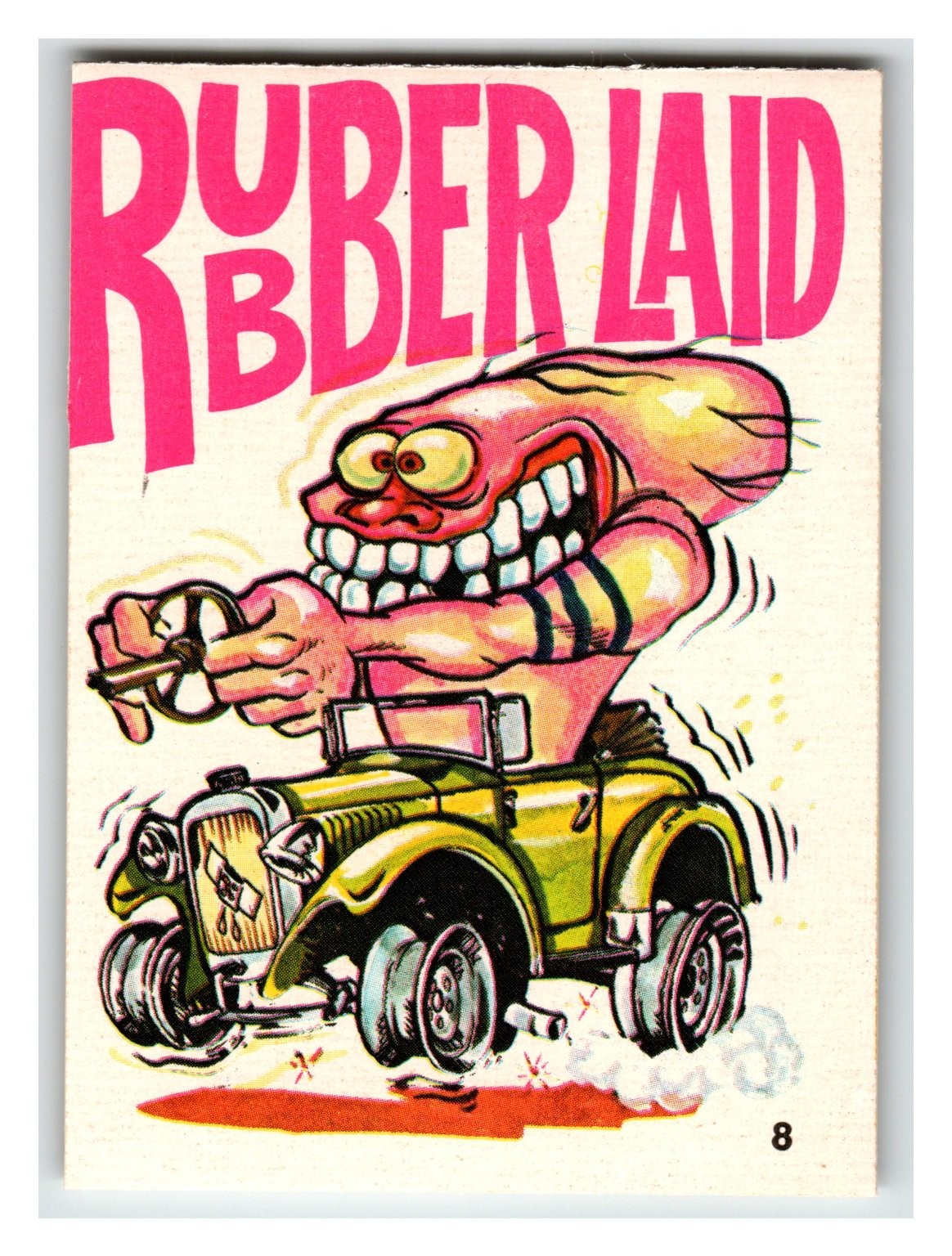 RUBBER LAID Sticker Single #8 Cartoon Hot Rod Vintage