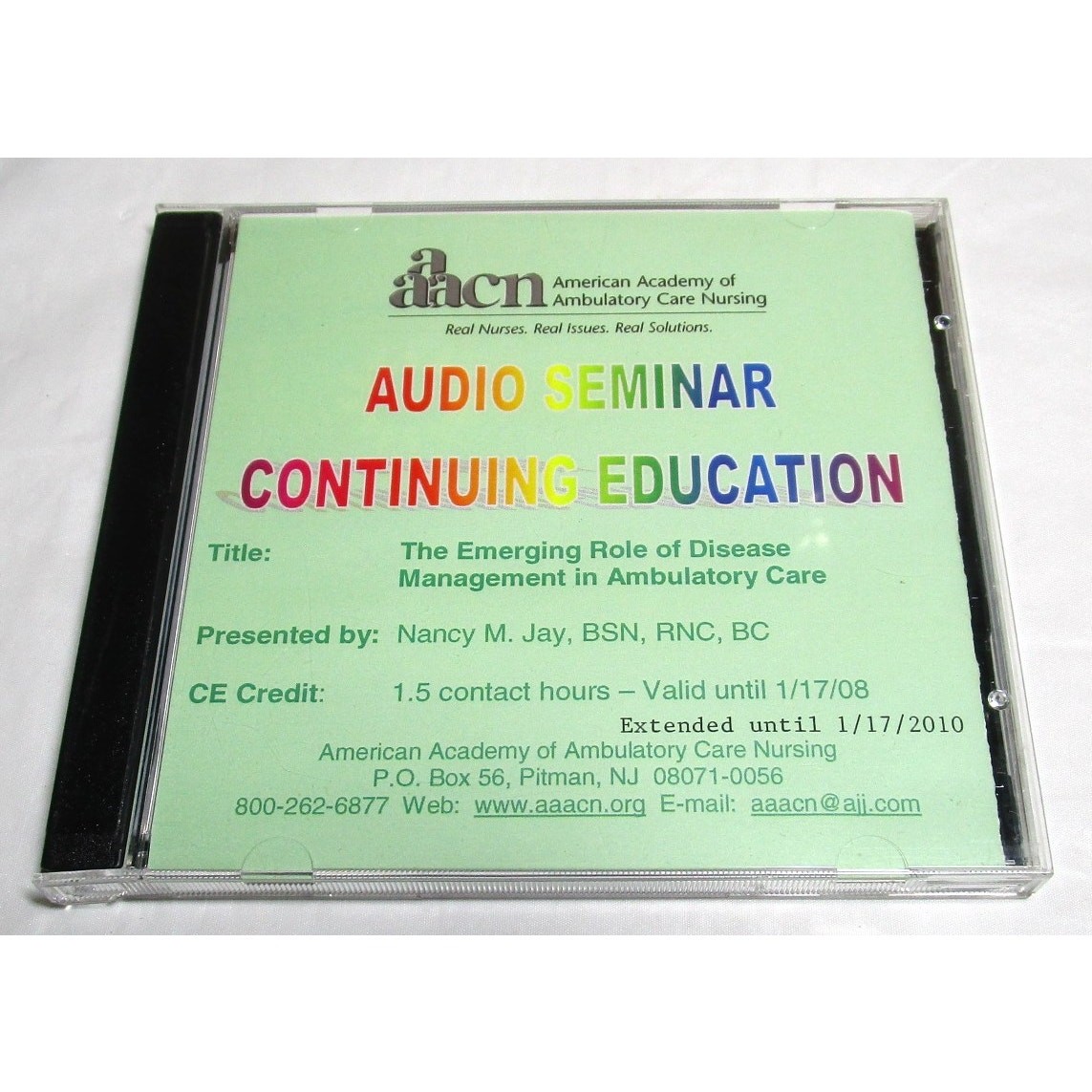 Disease Management Lecture American Academy of Ambulatory Care Nursing DVD 2007