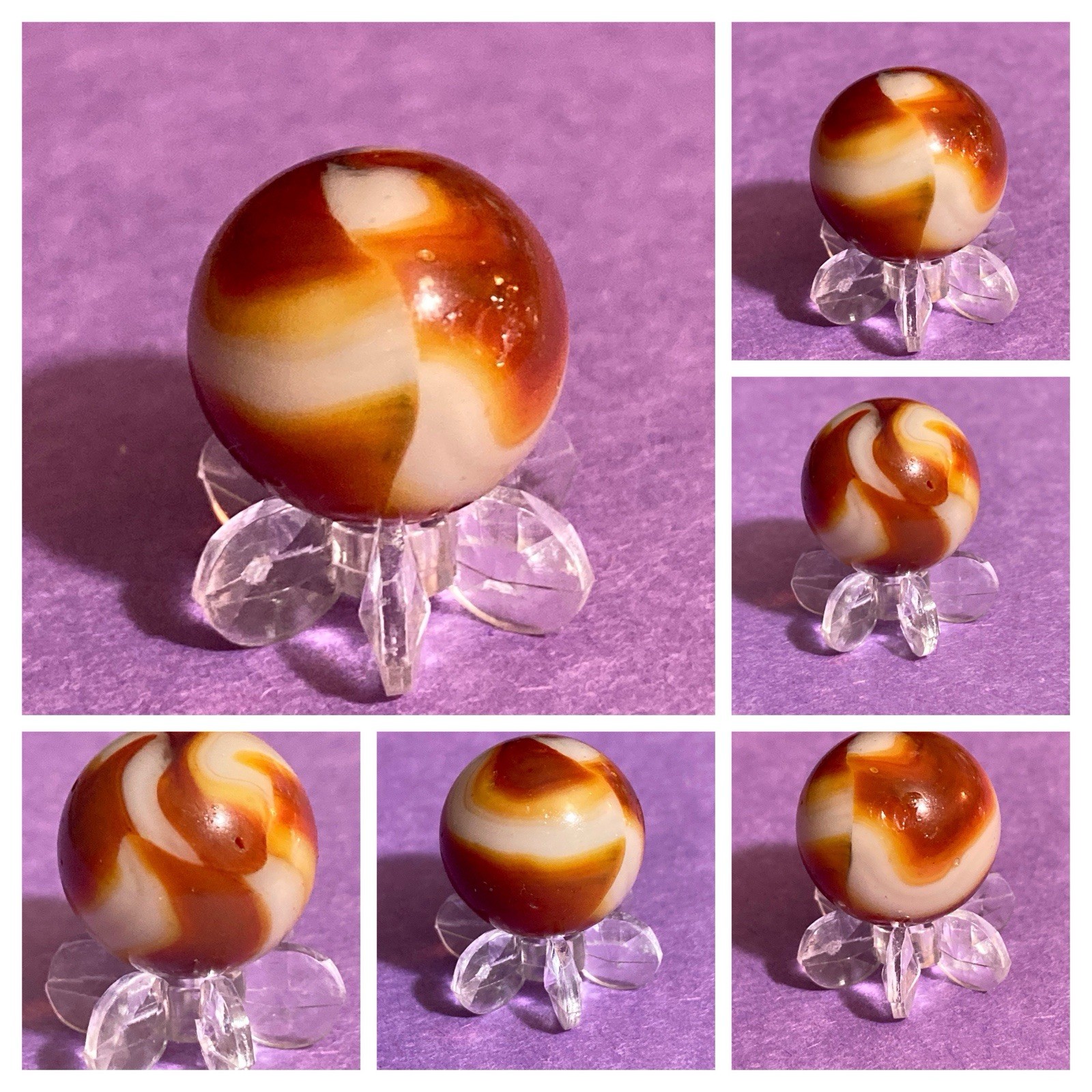 Peltier Opaque Off White Base Rusty Brown Ribbon NLR .62"