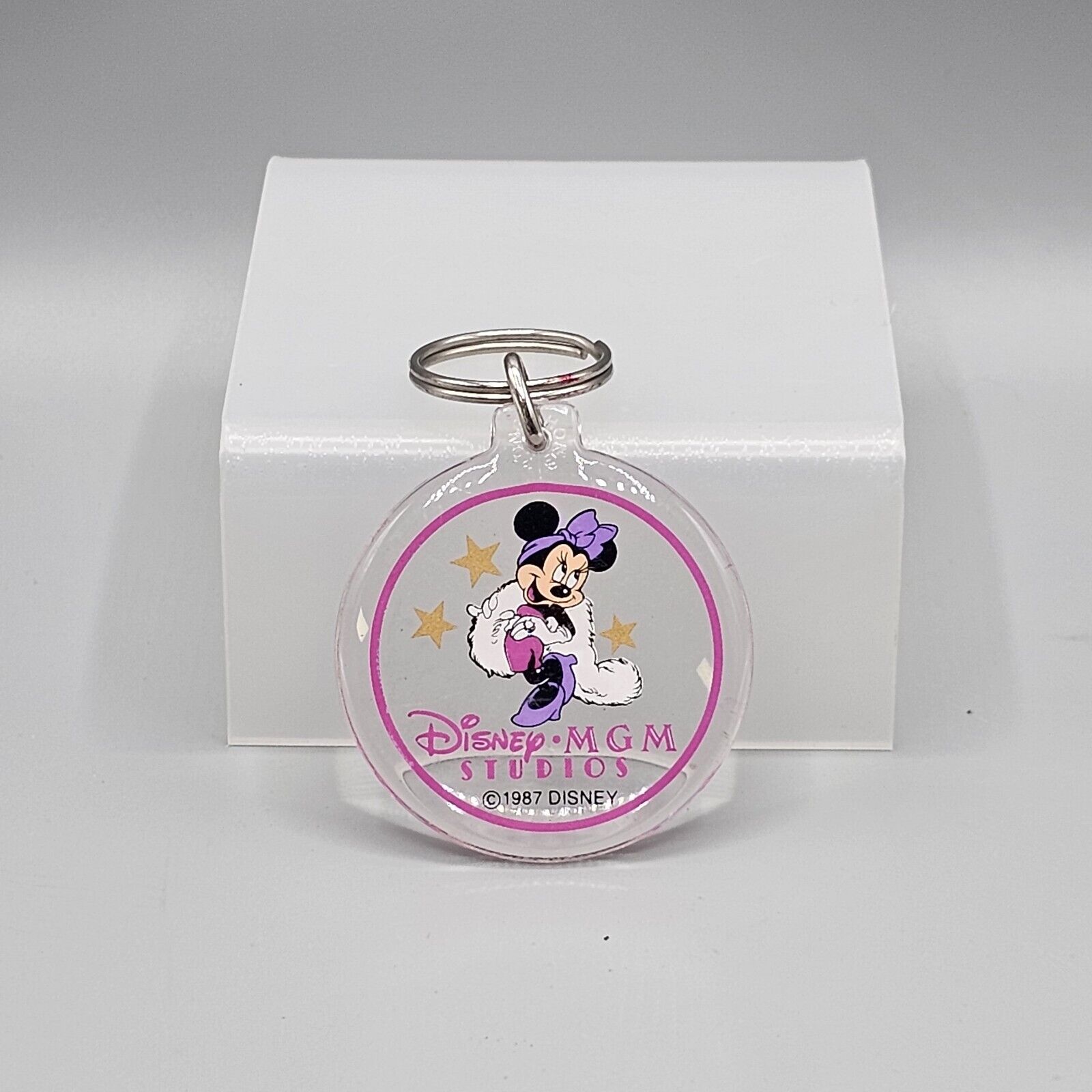Disney MGM Studios Acrylic Lucite Keychain 1987 Keyring Minnie Mouse Vintage
