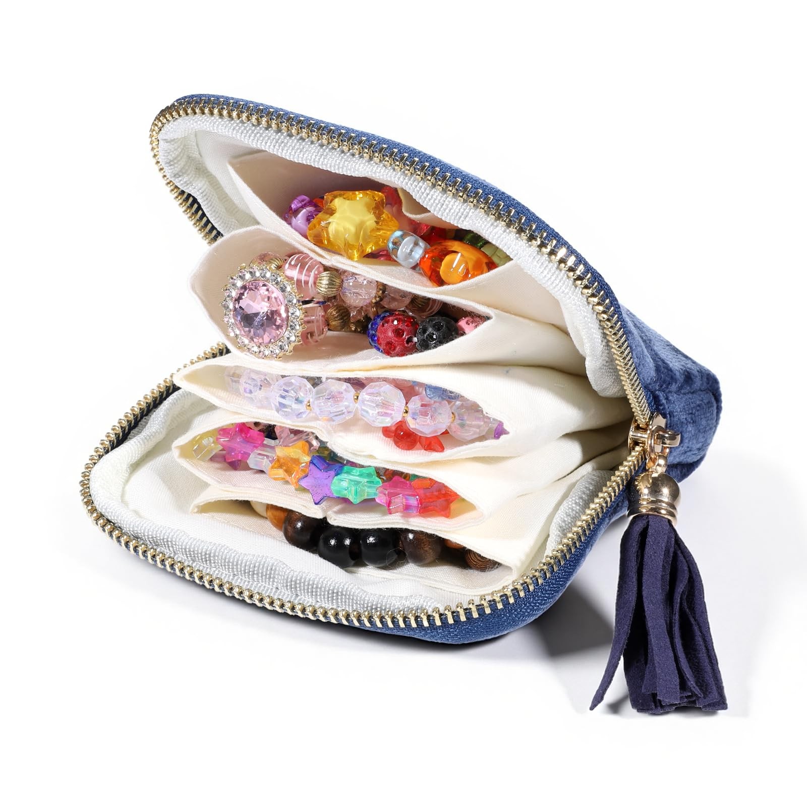 Blue Velvet Portable Jewelry Storage Bag Small Travel Jewelry Pouch Travel Je...