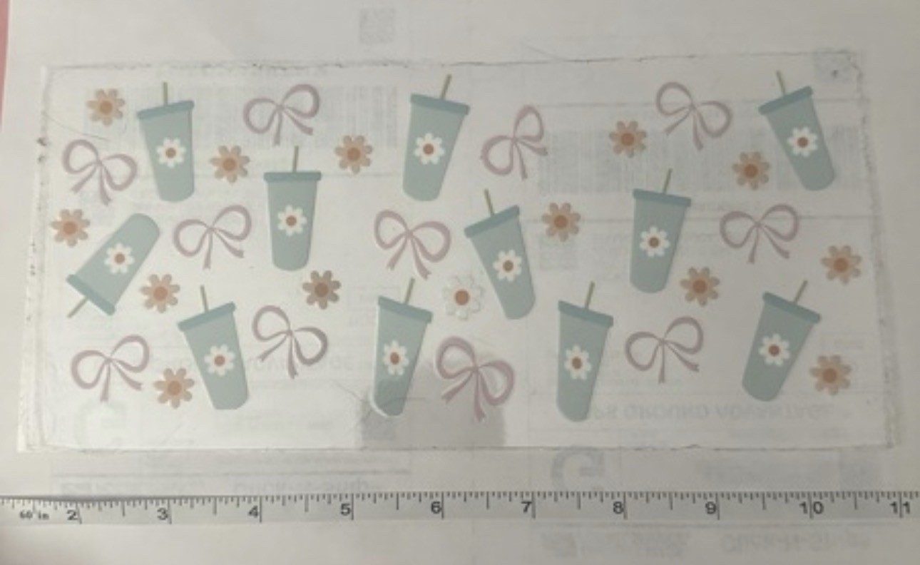 UVDTF Flowers & Plants Cups Bows Blue Pink Brown White Tumbler Wrap