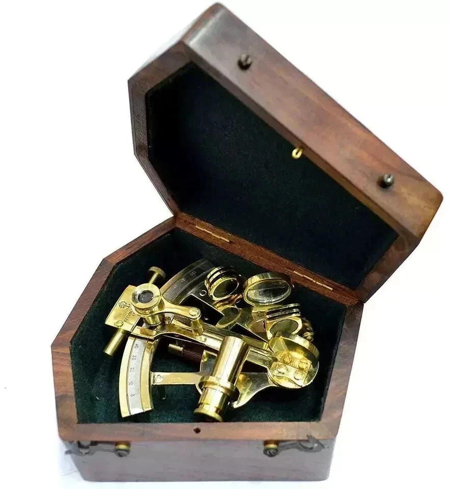 Rare Brass Nautical Sextant Working Navigation Marine Vintage Leather Christmas