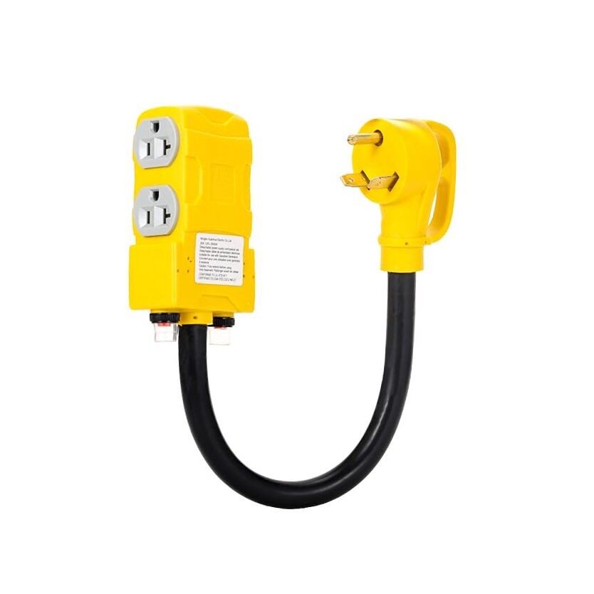1.5FT 30Amp to 20 Amp 120V RV Distribution Adapter.3 Prong NEMA Male Plug TT 