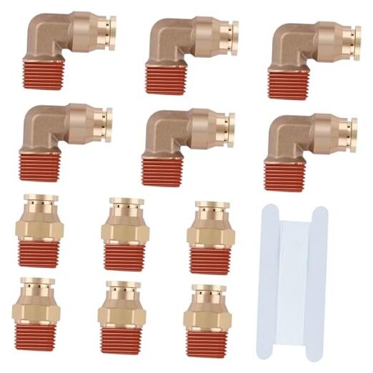 3/8" DOT Quick Push to Connect 3/8"OD x 3/8"NPT Male Straight&Elbow-13pcs