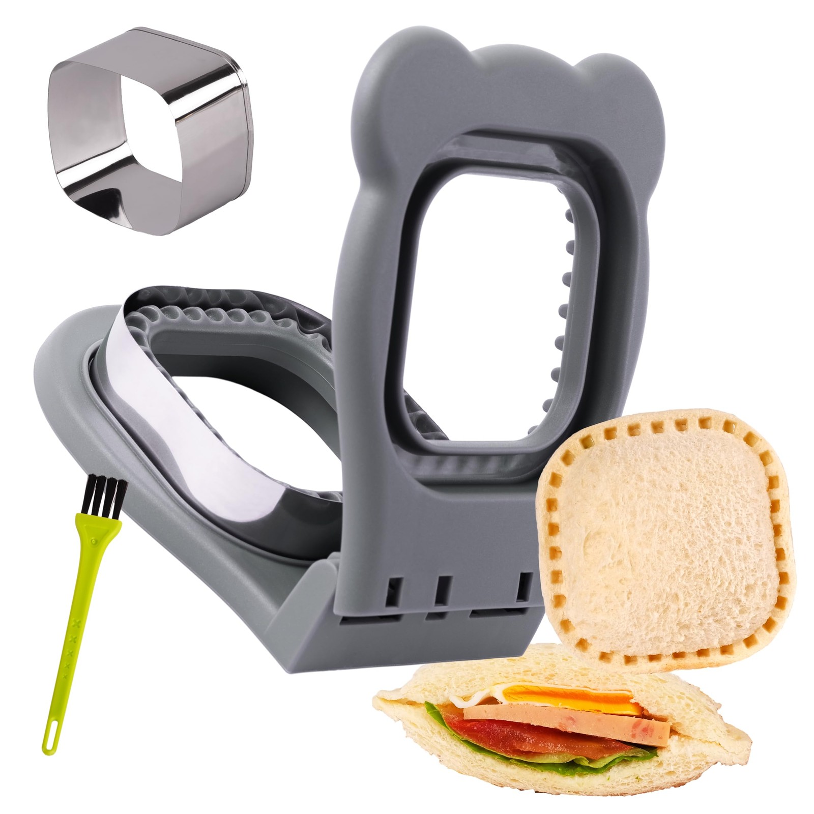 Uncrustables Sandwich Maker Sealer Large-Square:3.75*3.75 cutter, Gray 
