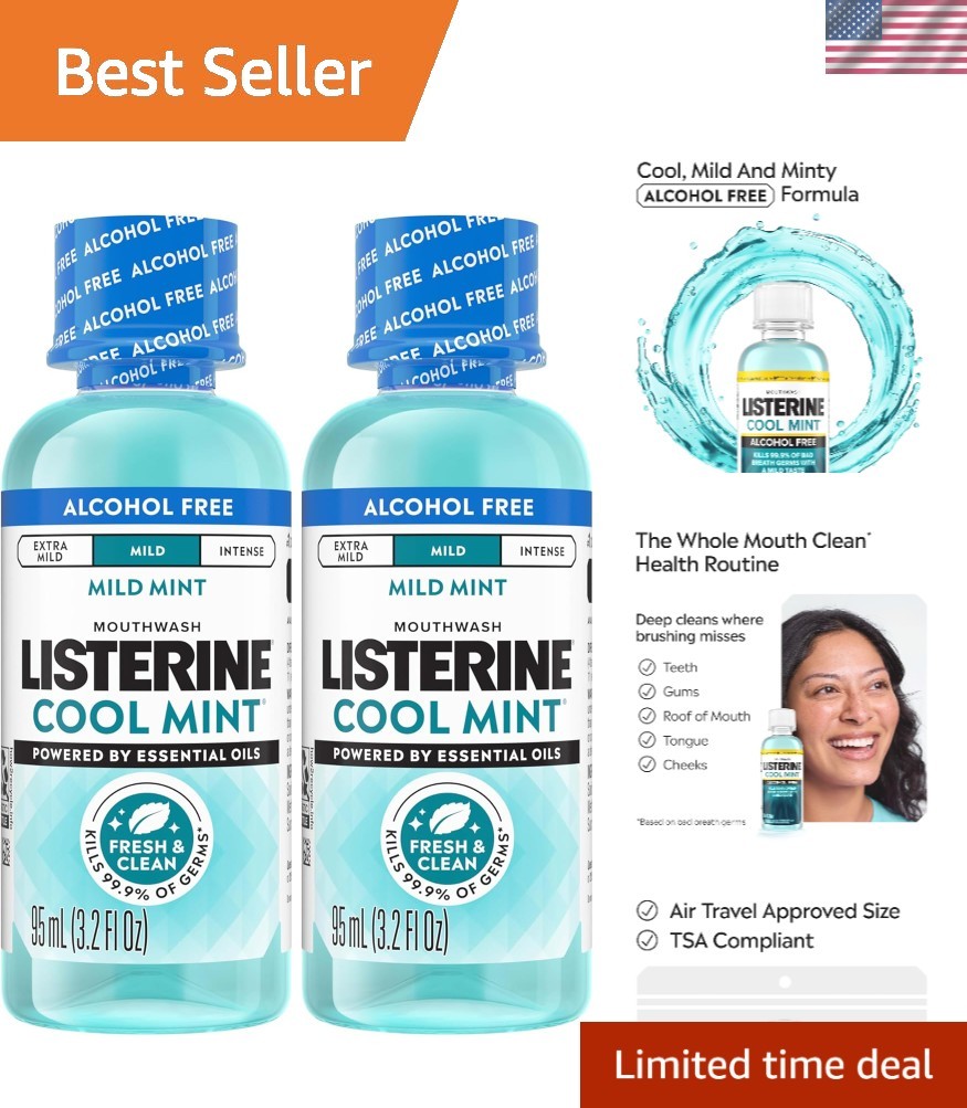 Dentist Recommended Alcohol-Free Mouthwash - 3.2 oz Cool Mint For Bad Breath