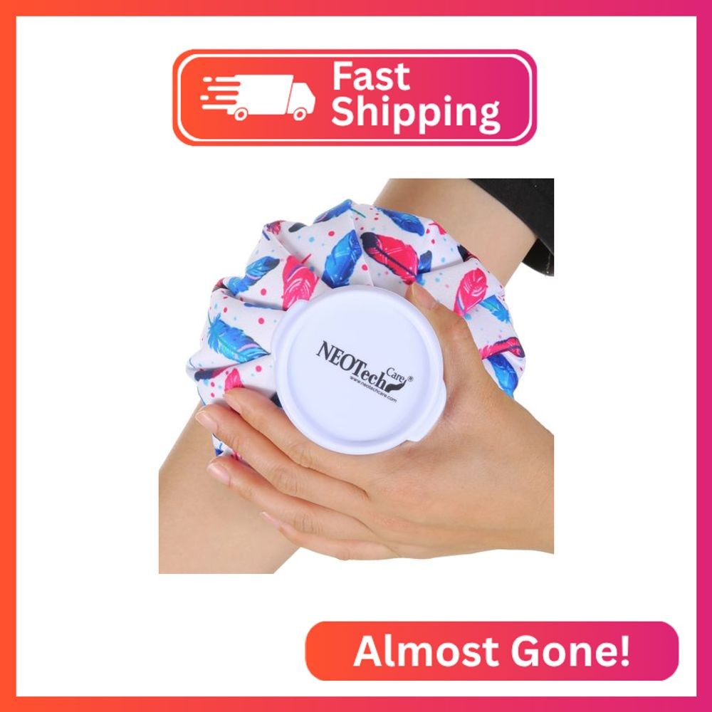 NeoTech Care Ice Bag, Screw Top Fillable, Reusable (Feathers Design, 5 inch)