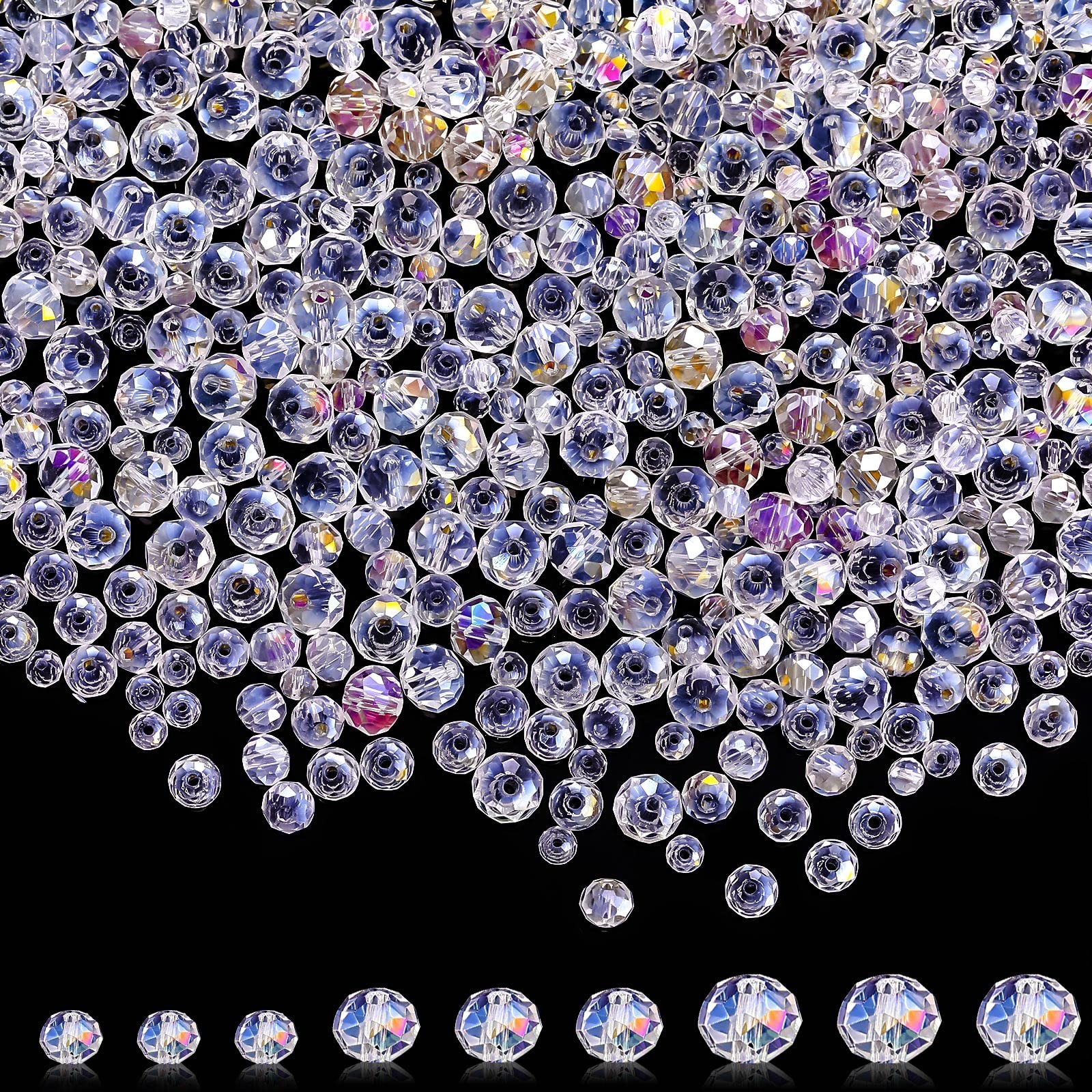 1000 Pcs Glass Beads Bulk Assorted Crystal Beads for Jewelry Making Colorful ...