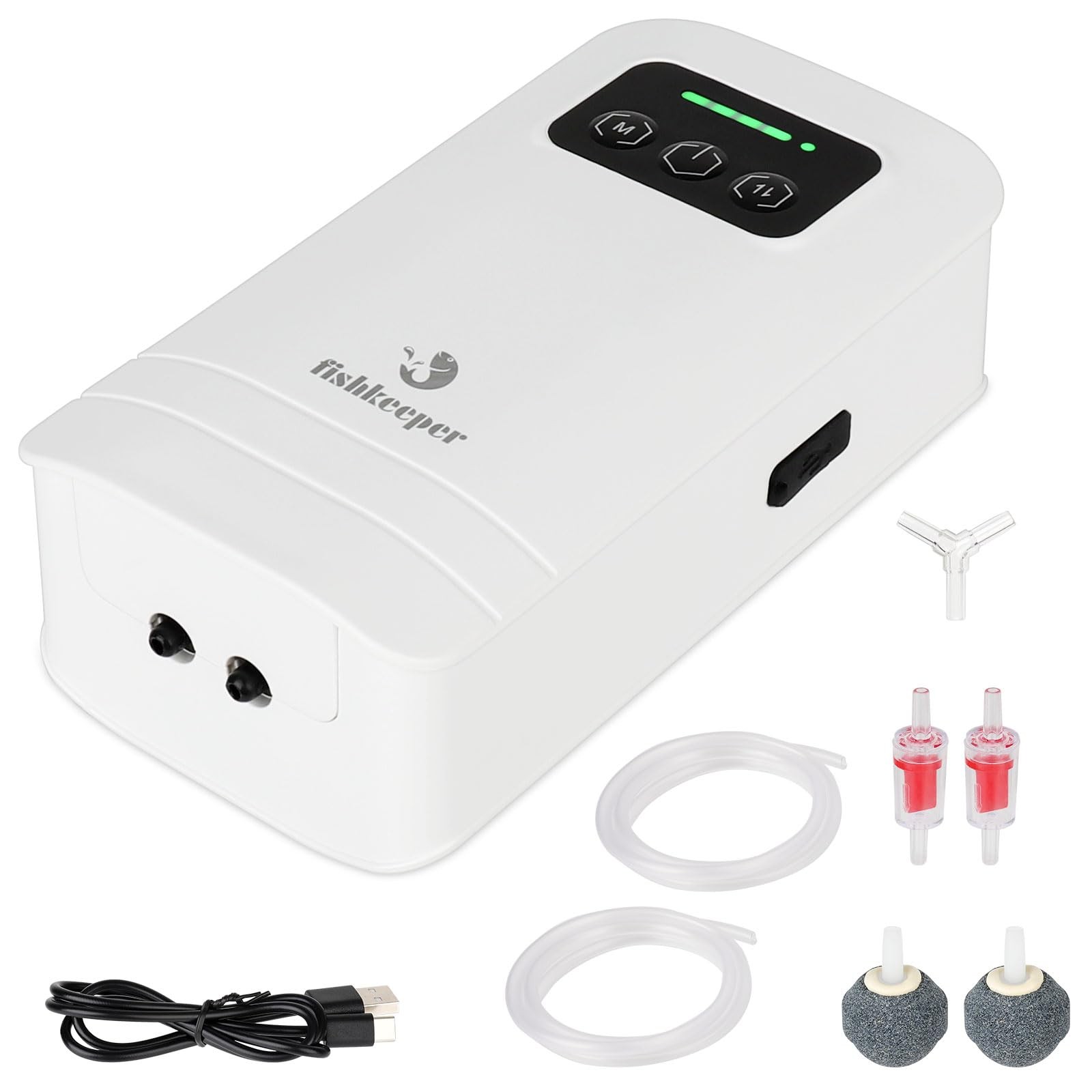 Battery Powered Aquarium Air Pump, USB Rechargeable Aerator Fish Tank Air Pum...