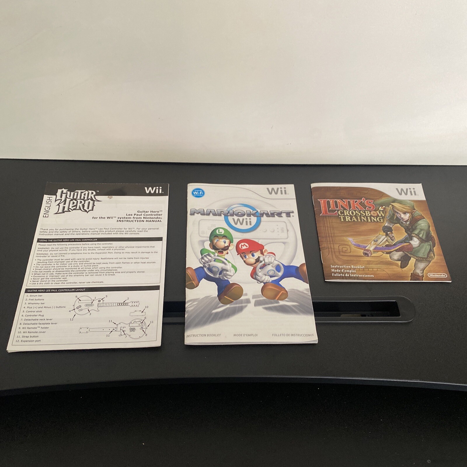 Lot of Nintendo Wii Game Manuals-Mario Kart,Link’s Crossbow,Guitar Hero Les Paul