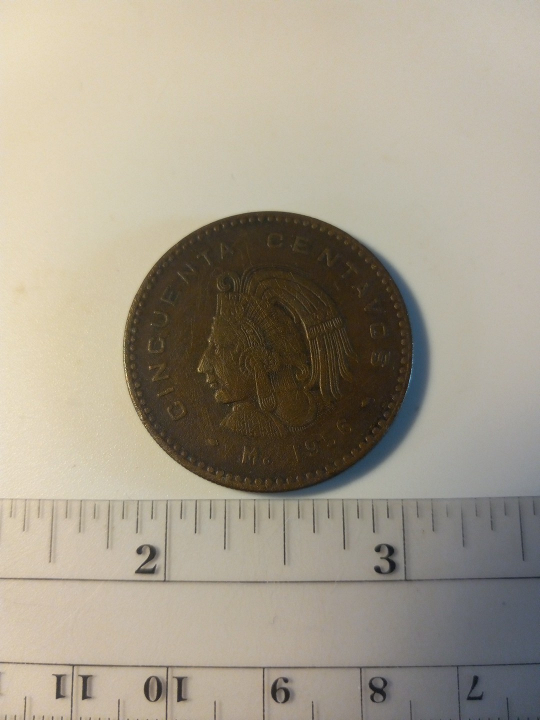 1956 Cincuenta Centavos  Cuauhtemoc Mexican Coin